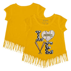 MLB San Diego Padres Tiny Turnip Girls Youth Baseball Love Fringe T-Shirt