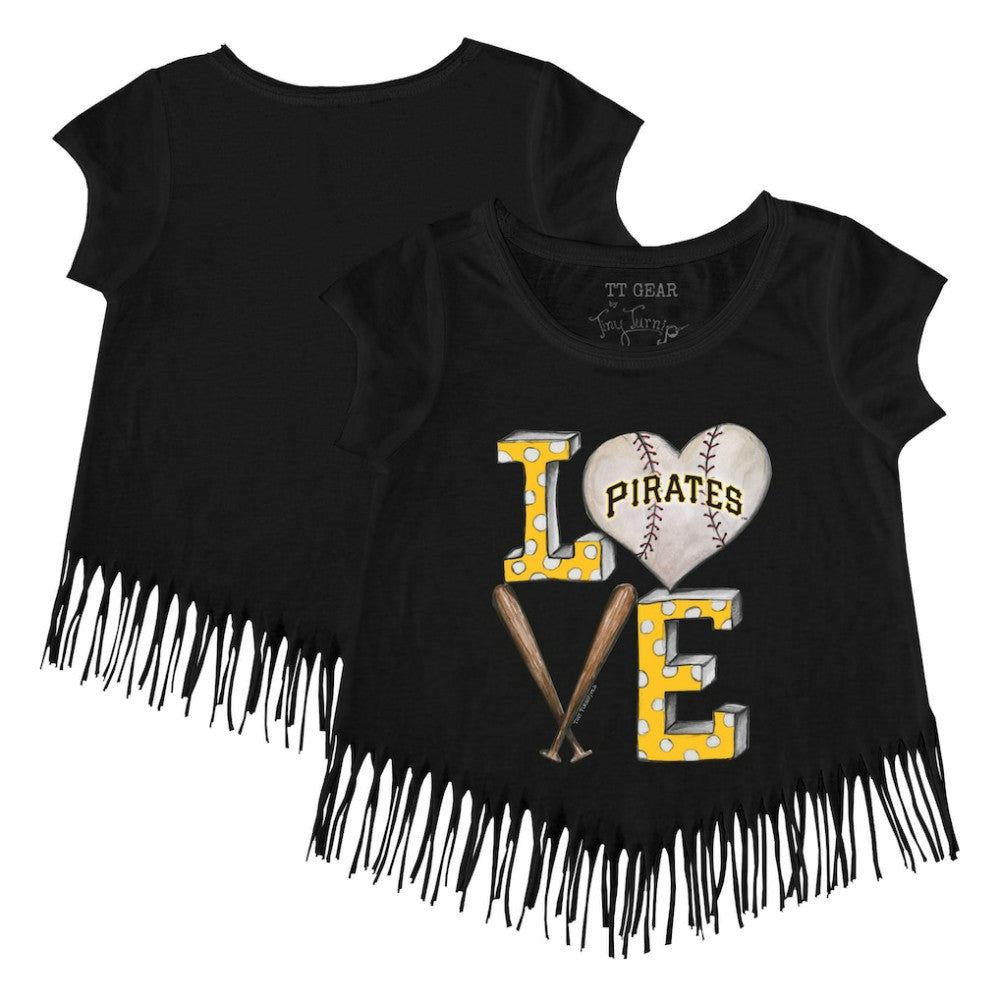 MLB Pittsburgh Pirates Tiny Turnip Girls Youth Baseball Love Fringe T-Shirt