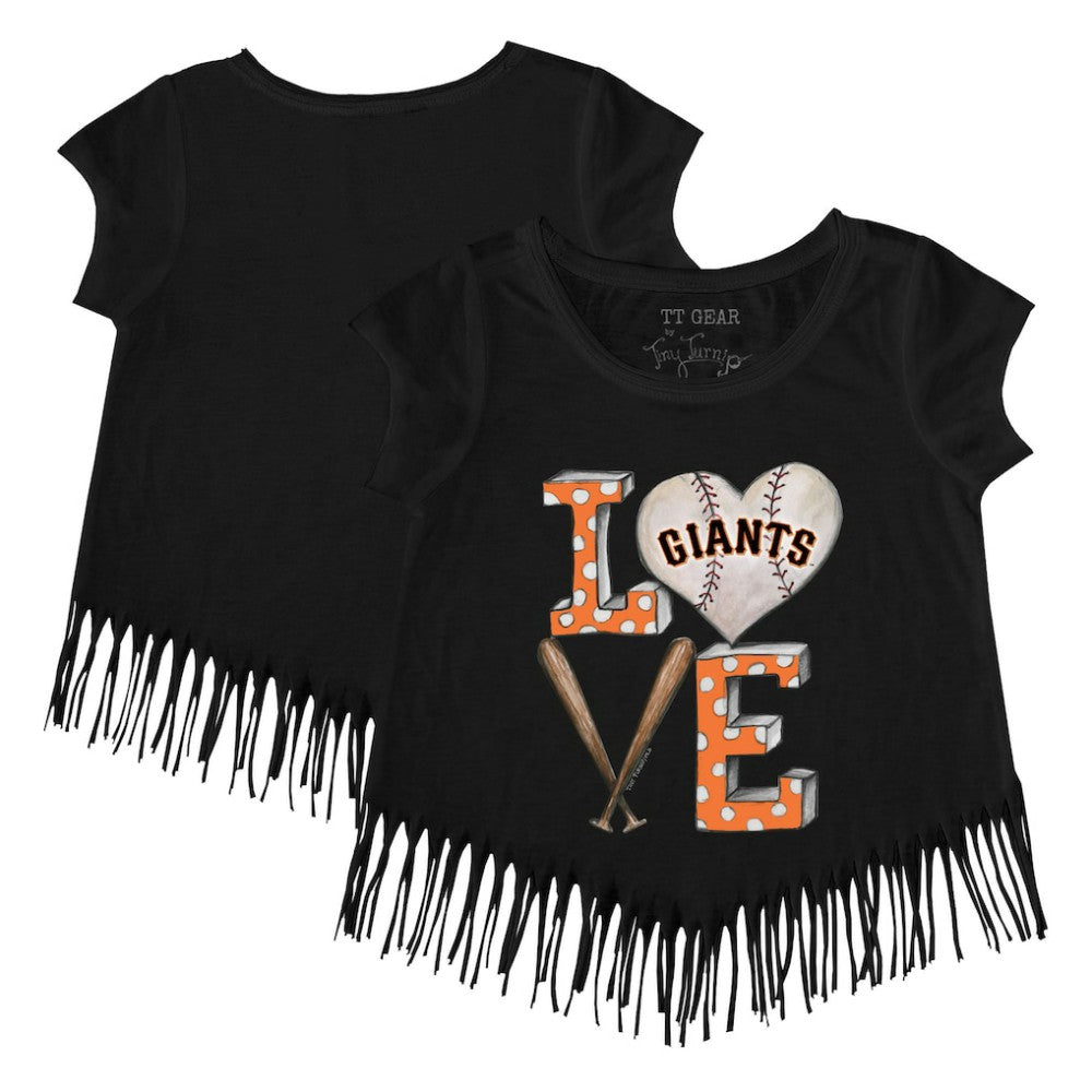 MLB San Francisco Giants Tiny Turnip Girls Youth Baseball Love Fringe T-Shirt