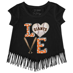 MLB San Francisco Giants Tiny Turnip Girls Youth Baseball Love Fringe T-Shirt