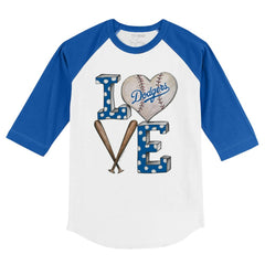 MLB Los Angeles Dodgers Tiny Turnip Youth Baseball Love 3/4-Sleeve Raglan T-Shirt