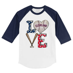 MLB Cleveland Guardians Tiny Turnip Youth Baseball Love 3/4-Sleeve Raglan T-Shirt