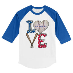MLB Texas Rangers Tiny Turnip Youth Baseball Love 3/4-Sleeve Raglan T-Shirt