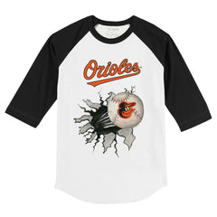 MLB Baltimore Orioles Tiny Turnip Youth Baseball Tear 3/4-Sleeve Raglan T-Shirt