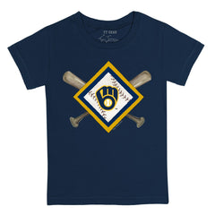 MLB Milwaukee Brewers Tiny Turnip Youth Diamond Cross Bats T-Shirt