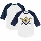MLB Milwaukee Brewers Tiny Turnip Youth Diamond Cross Bats 3/4-Sleeve Raglan T-Shirt