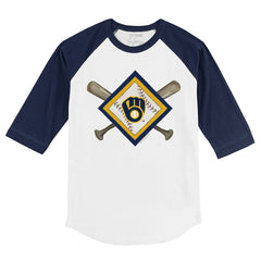 MLB Milwaukee Brewers Tiny Turnip Youth Diamond Cross Bats 3/4-Sleeve Raglan T-Shirt