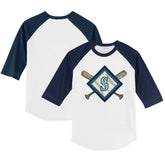 MLB Seattle Mariners Tiny Turnip Youth Diamond Cross Bats 3/4-Sleeve Raglan T-Shirt