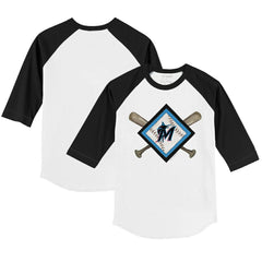 MLB Miami Marlins Tiny Turnip Youth Diamond Cross Bats 3/4-Sleeve Raglan T-Shirt