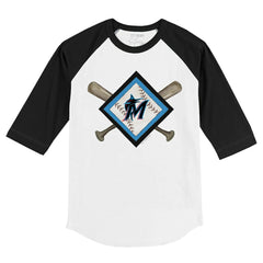 MLB Miami Marlins Tiny Turnip Youth Diamond Cross Bats 3/4-Sleeve Raglan T-Shirt