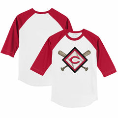 MLB Cincinnati Reds Tiny Turnip Youth Diamond Cross Bats 3/4-Sleeve Raglan T-Shirt