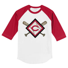 MLB Cincinnati Reds Tiny Turnip Youth Diamond Cross Bats 3/4-Sleeve Raglan T-Shirt