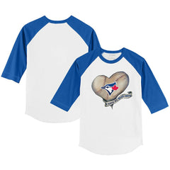 MLB Toronto Blue Jays Tiny Turnip Youth Heart Banner 3/4-Sleeve Raglan T-Shirt