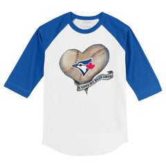 MLB Toronto Blue Jays Tiny Turnip Youth Heart Banner 3/4-Sleeve Raglan T-Shirt