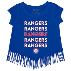 MLB Texas Rangers Tiny Turnip Girls Youth Stacked Fringe T-Shirt