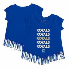 MLB Kansas City Royals Tiny Turnip Girls Youth Stacked Fringe T-Shirt
