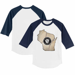 MLB Milwaukee Brewers Tiny Turnip Youth State Outline 3/4-Sleeve Raglan T-Shirt