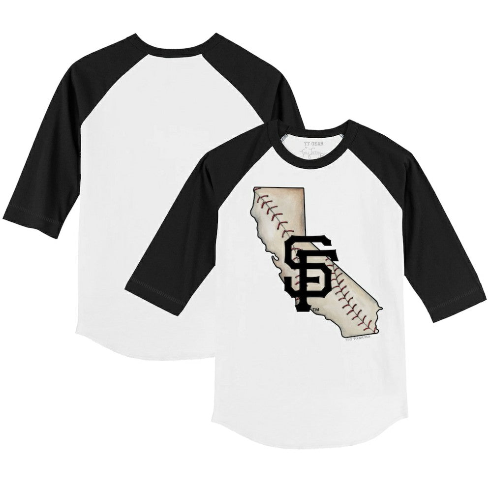 MLB San Francisco Giants Tiny Turnip Youth State Outline 3/4-Sleeve Raglan T-Shirt