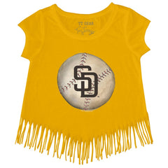 MLB San Diego Padres Tiny Turnip Girls Youth Stitched Baseball Fringe T-Shirt