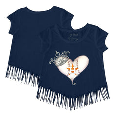 MLB Houston Astros Tiny Turnip Girls Youth Tiara Heart Fringe T-Shirt