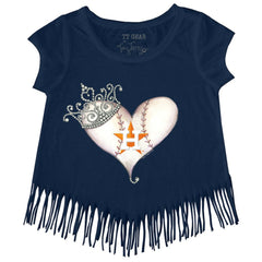 MLB Houston Astros Tiny Turnip Girls Youth Tiara Heart Fringe T-Shirt