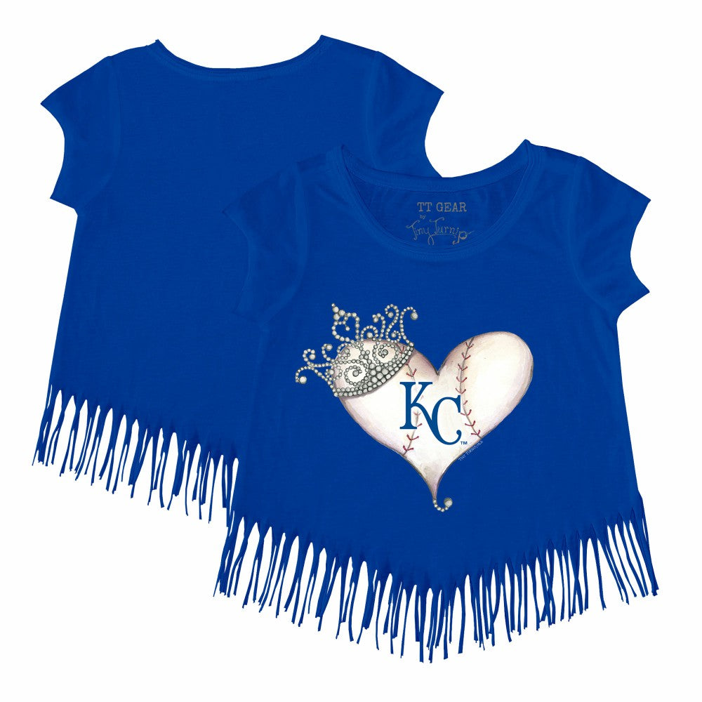 MLB Kansas City Royals Tiny Turnip Girls Youth Tiara Heart Fringe T-Shirt