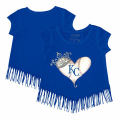 MLB Kansas City Royals Tiny Turnip Girls Youth Tiara Heart Fringe T-Shirt