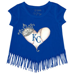 MLB Kansas City Royals Tiny Turnip Girls Youth Tiara Heart Fringe T-Shirt