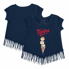 MLB Minnesota Twins Tiny Turnip Girls Youth Triple Scoop Fringe T-Shirt