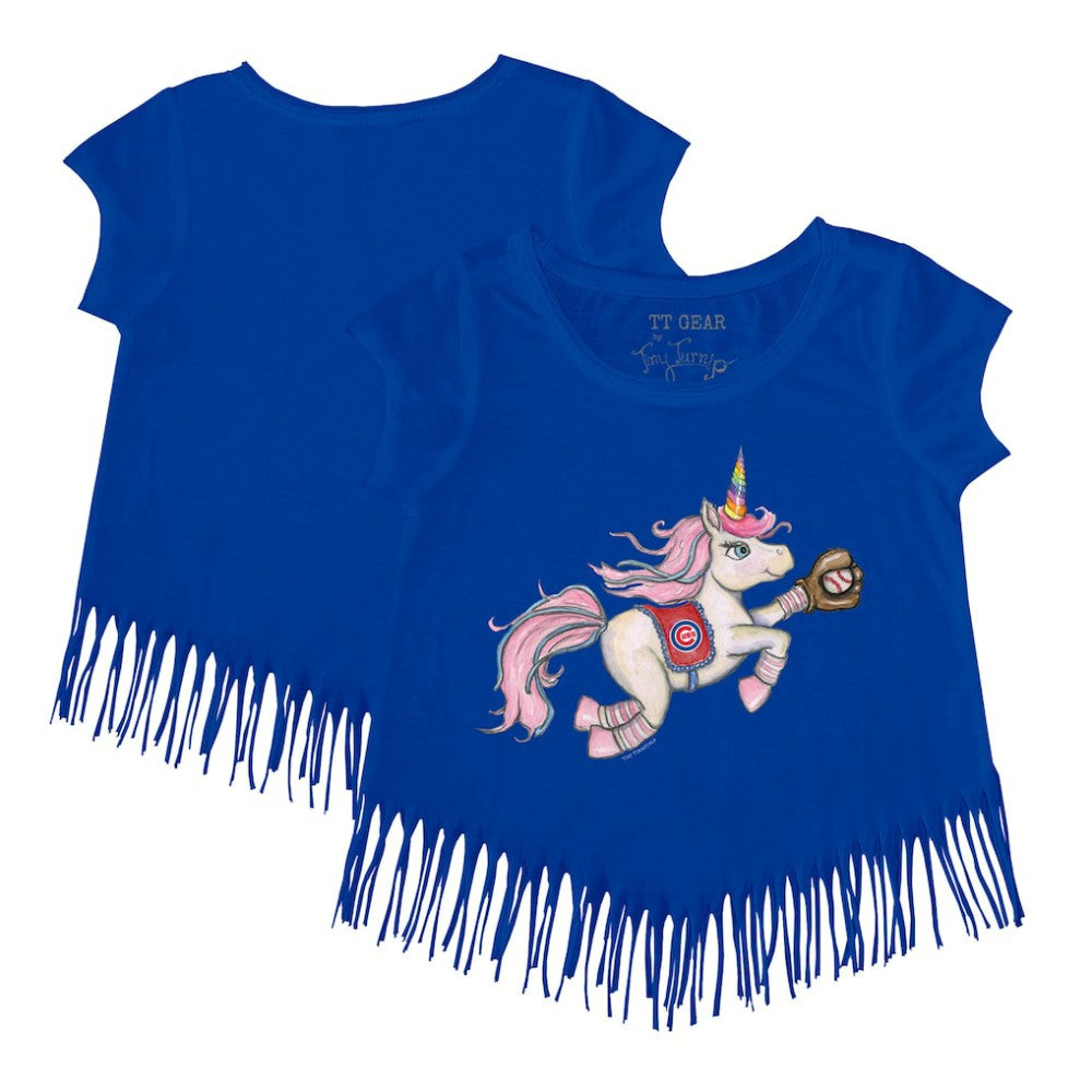 MLB Chicago Cubs Tiny Turnip Girls Youth Unicorn Fringe T-Shirt
