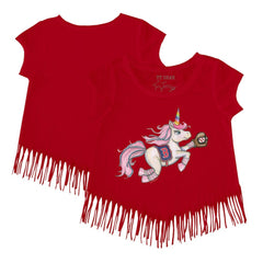 MLB Boston Red Sox Tiny Turnip Girls Youth Unicorn Fringe T-Shirt