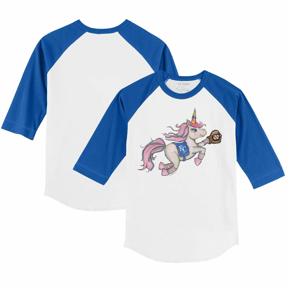 MLB Kansas City Royals Tiny Turnip Youth Unicorn 3/4-Sleeve Raglan T-Shirt