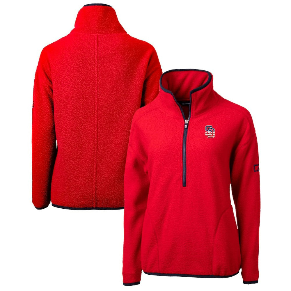 MLB San Diego Padres Cutter & Buck Women's Americana Logo Cascade Eco Sherpa Fleece Half-Zip Pullover Jacket