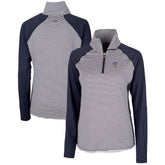 MLB Milwaukee Brewers Cutter & Buck Women's Americana Logo Forge Tonal Stripe Stretch Half-Zip Pullover Top