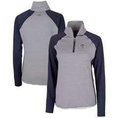 MLB Milwaukee Brewers Cutter & Buck Women's Americana Logo Forge Tonal Stripe Stretch Half-Zip Pullover Top