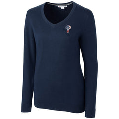 MLB Philadelphia Phillies Cutter & Buck Women's Americana Logo Lakemont Tri-Blend V-Neck Pullover Sweater