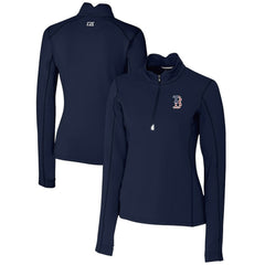MLB Boston Red Sox Cutter & Buck Women's Americana Logo DryTec Traverse Stretch Quarter-Zip Pullover Top