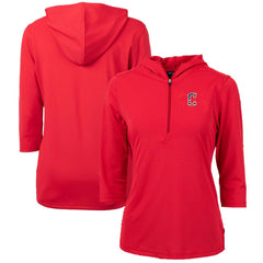 MLB Cleveland Guardians Cutter & Buck Women's Americana Logo DryTec Virtue Eco Pique Recycled Half-Zip Pullover Hoodie