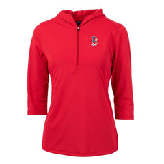 MLB Boston Red Sox Cutter & Buck Women's Americana Logo DryTec Virtue Eco Pique Recycled Half-Zip Pullover Hoodie