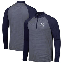 MLB New York Yankees Levelwear Charter Striped Raglan Quarter-Zip Top