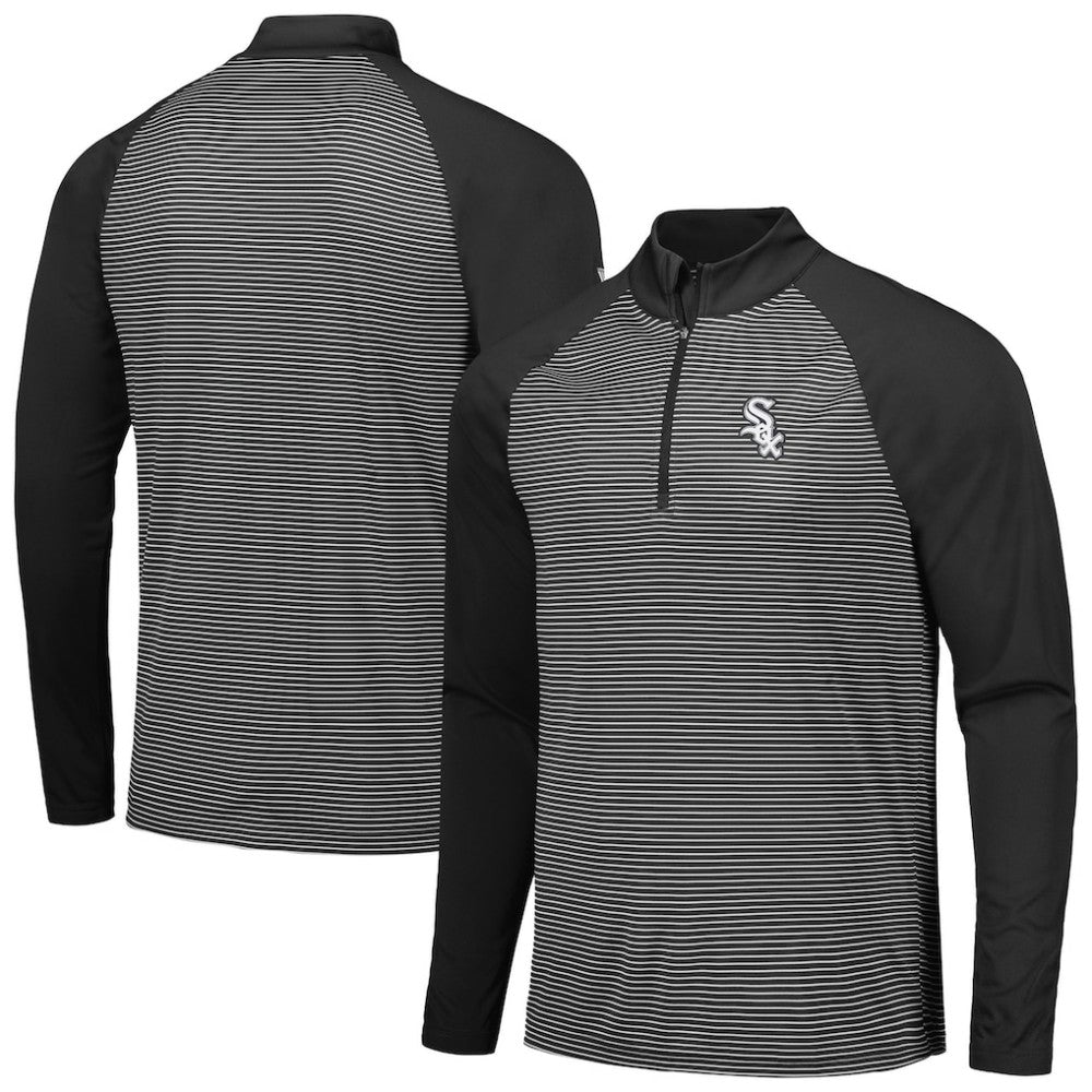 MLB Chicago White Sox Levelwear Charter Striped Raglan Quarter-Zip Top
