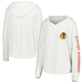 NHL White Chicago Blackhawks Concepts Sport Women's Accord Hacci Long Sleeve Hoodie Top