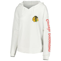 NHL White Chicago Blackhawks Concepts Sport Women's Accord Hacci Long Sleeve Hoodie Top