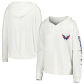 NHL White Washington Capitals Concepts Sport Women's Accord Hacci Long Sleeve Hoodie Top
