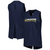 MLB Milwaukee Brewers Levelwear Women's Paisley Chase V-Neck Tank Top