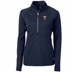 MLB Minnesota Twins Cutter & Buck Women's Adapt Eco Knit Stretch Half-Zip Logo Pullover Top