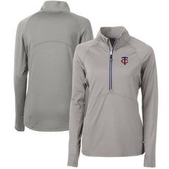 MLB Minnesota Twins Cutter & Buck Women's Adapt Eco Knit Stretch Half-Zip Logo Pullover Top