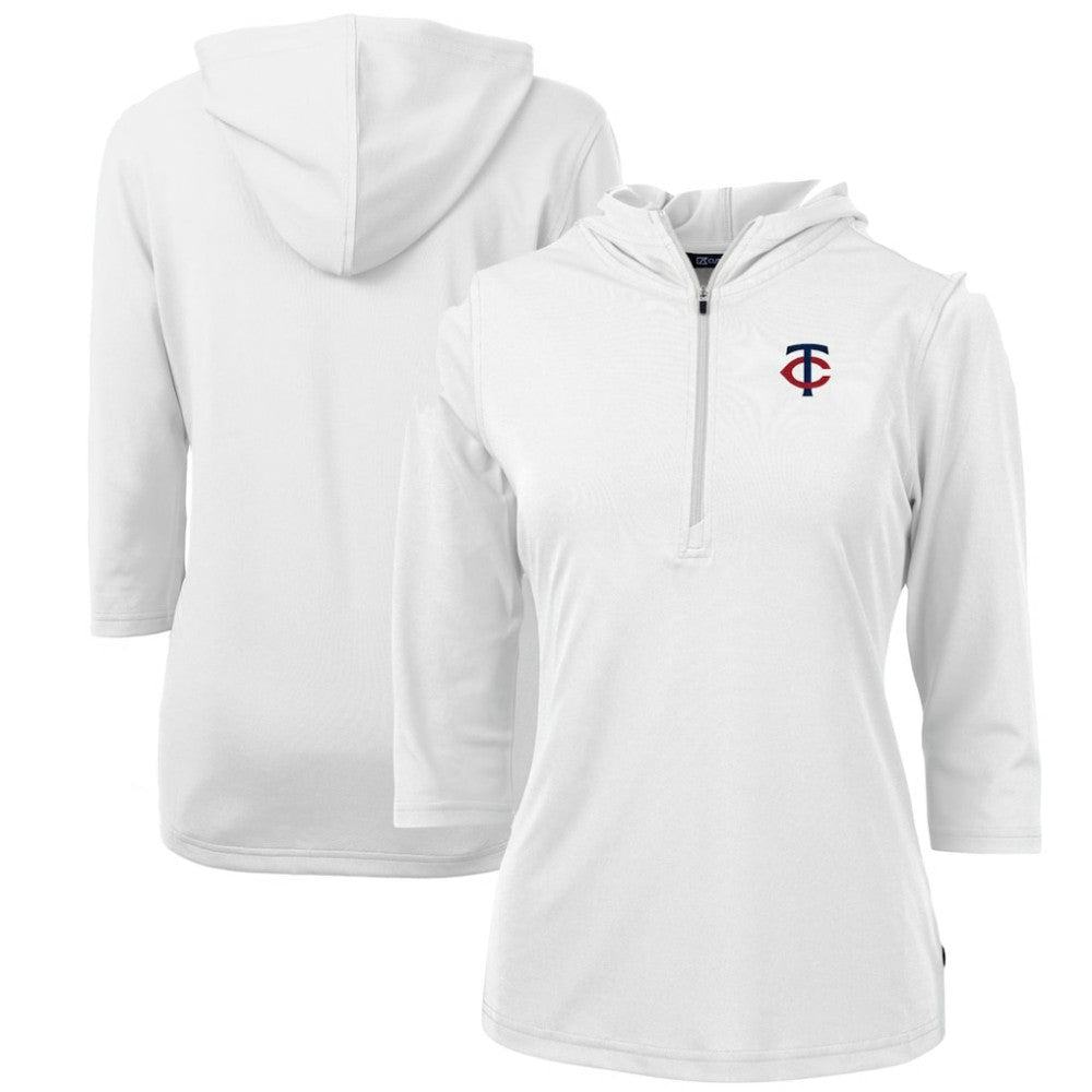 MLB Minnesota Twins Cutter & Buck Women's DryTec Virtue Eco Pique Recycled Half-Zip Pullover Hoodie Top
