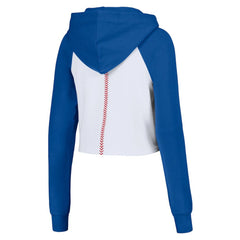 MLB Los Angeles Dodgers Lusso Women's Jane Raglan Quarter-Zip Tri-Blend Cropped Pullover Hoodie
