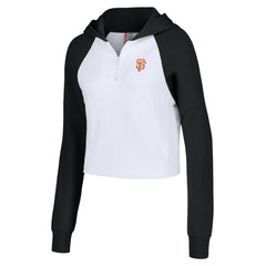 MLB San Francisco Giants Lusso Women's Jane Raglan Quarter-Zip Tri-Blend Cropped Pullover Hoodie